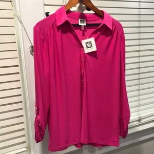 Anne klein women blouse Long Sleeve Size L in Pink